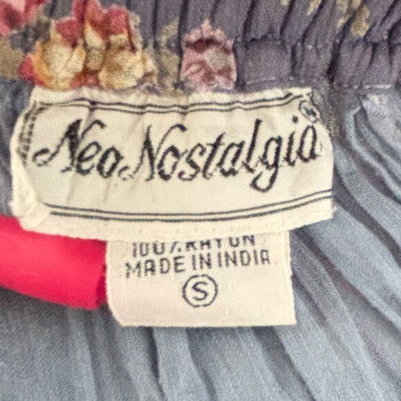 Vintage Micro Floral Pleated Maxi Skirt Small Purple Pink Boho Cottagecore Fairy - Picture 2 of 11